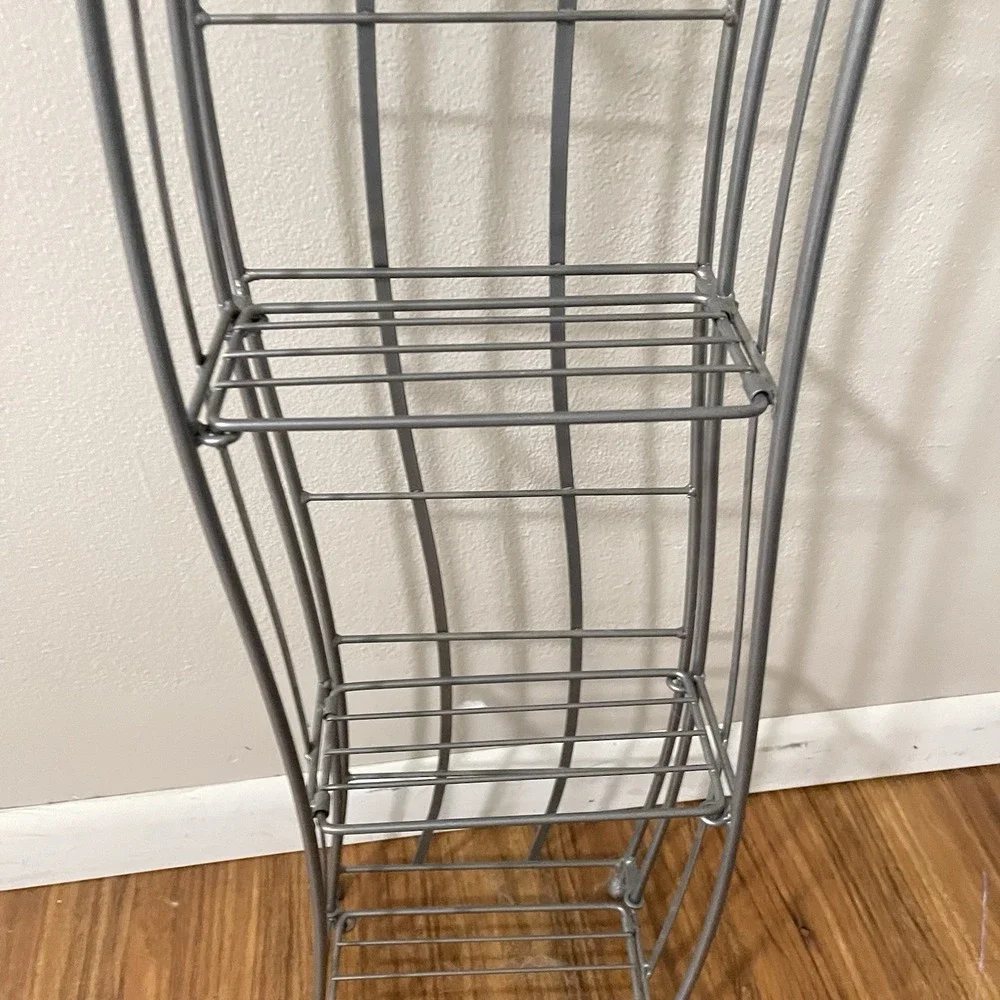 Y2K Metal Wave DVD Video Game Xbox PlayStation Blu-Ray Storage Rack Tower Shelf